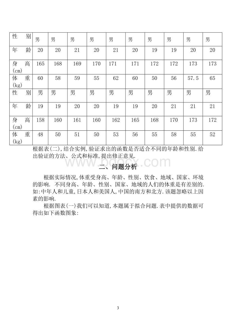 数学建模论文-体重与身高问题Word文档下载推荐.doc_第3页