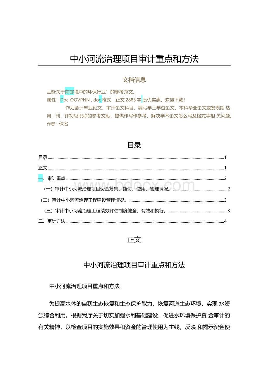 中小河流治理项目审计重点和方法.docx_第1页