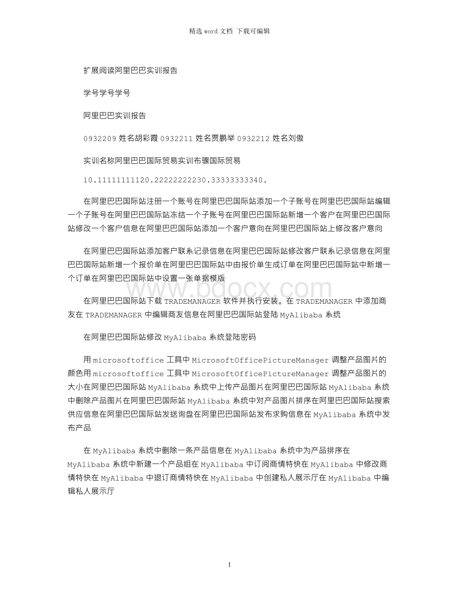 加阿里巴巴培训报告Word文件下载.docx