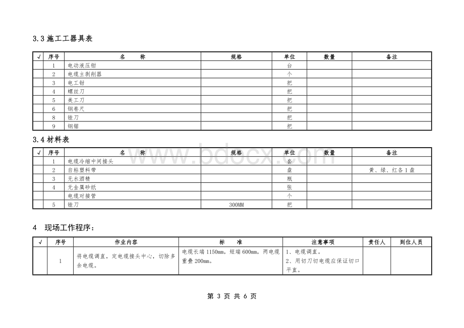 10KV电缆冷缩中间头制作标准化作业指导书.doc_第3页