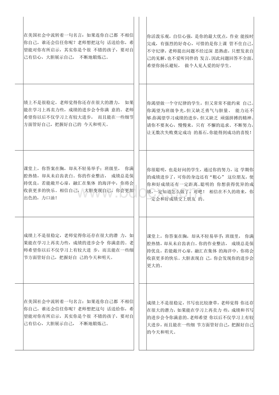 学生手册评语(打印版)Word格式.docx_第2页