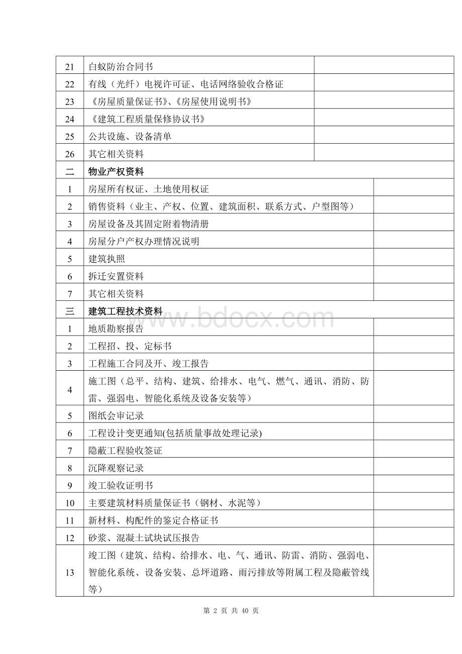 物业管理前期承接查验表格【精华】3Word文档格式.doc_第2页