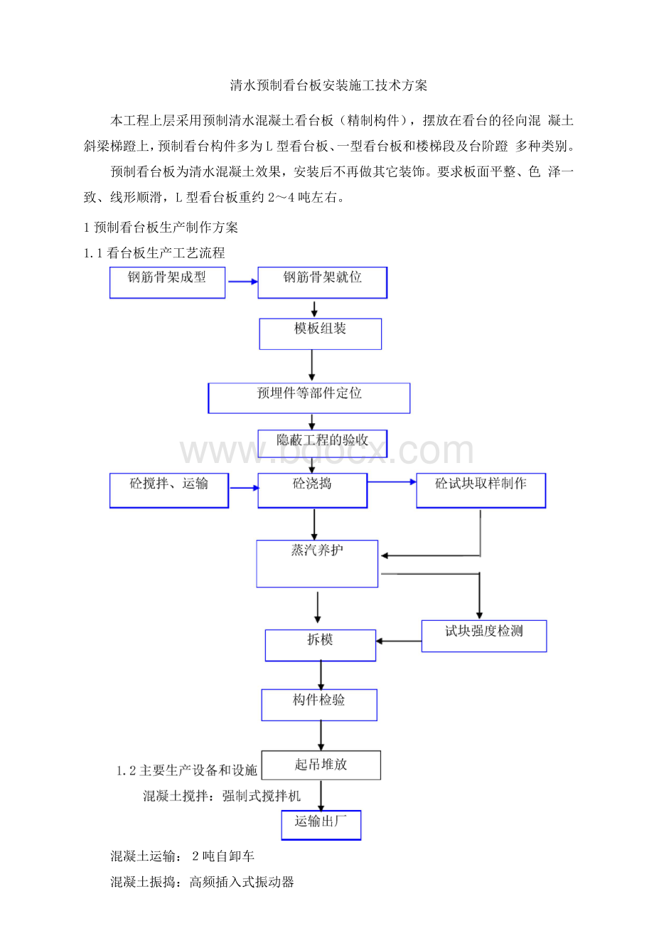 清水预制看台板安装施工技术方案.docx_第1页