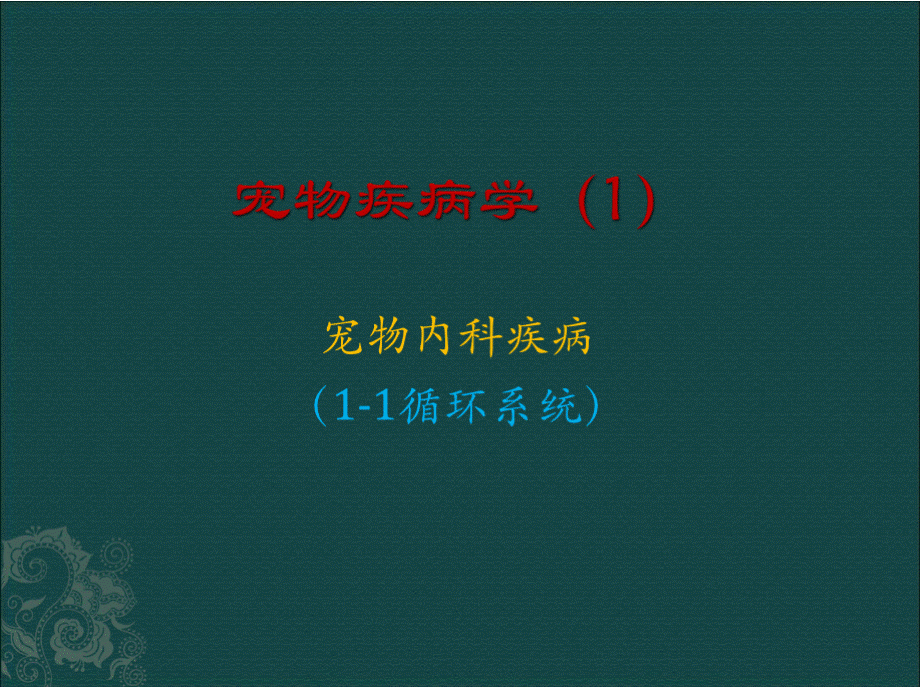 宠物疾病学1宠物内科疾病循环系统课件.pptx