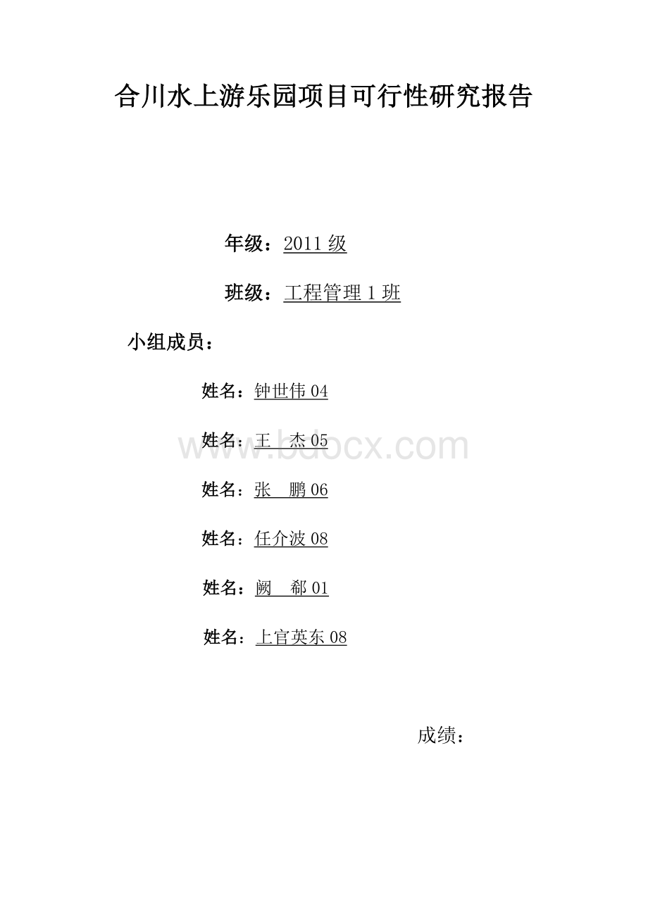 合川水上游乐设施项目的可行性报告文档格式.doc_第1页