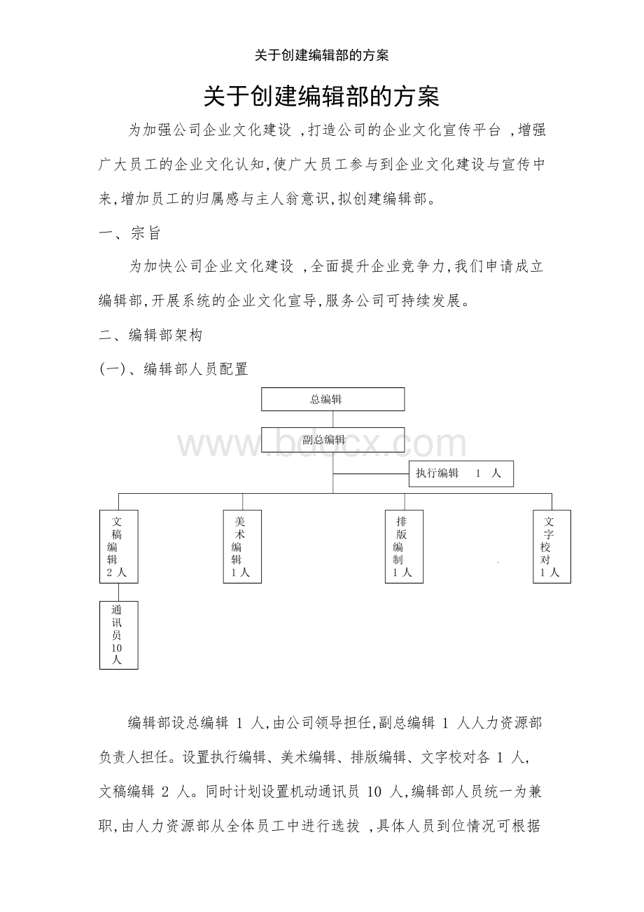 关于创建编辑部的方案.docx