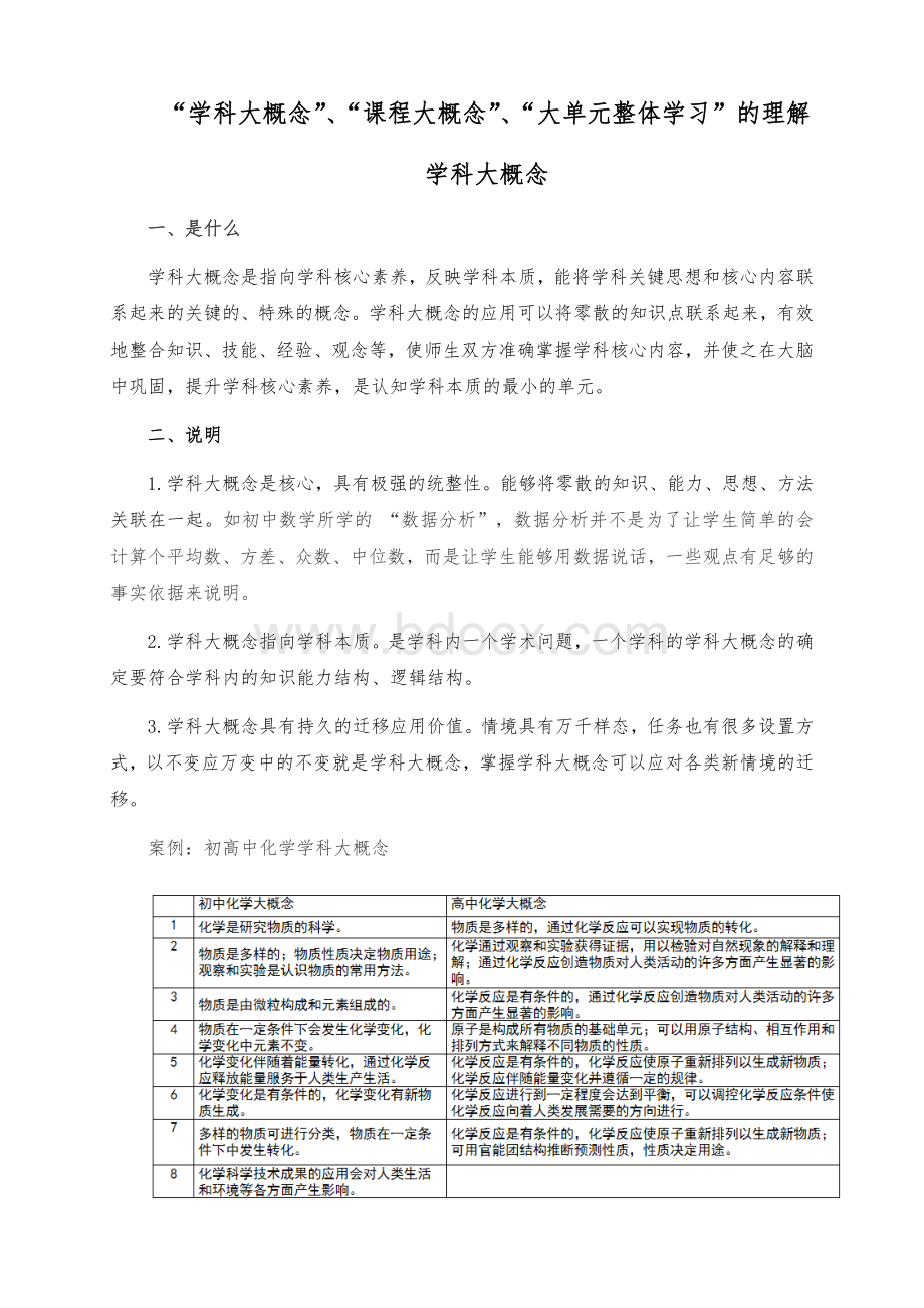 学科大概念、课程大概念、大单元整体学习的理解.docx_第1页