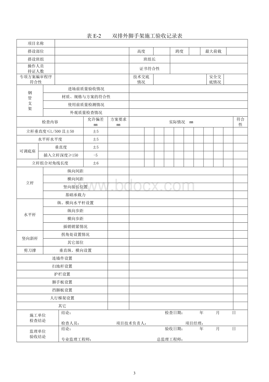 承插型盘扣式钢管支架施工验收记录表格新Word文档格式.doc_第3页