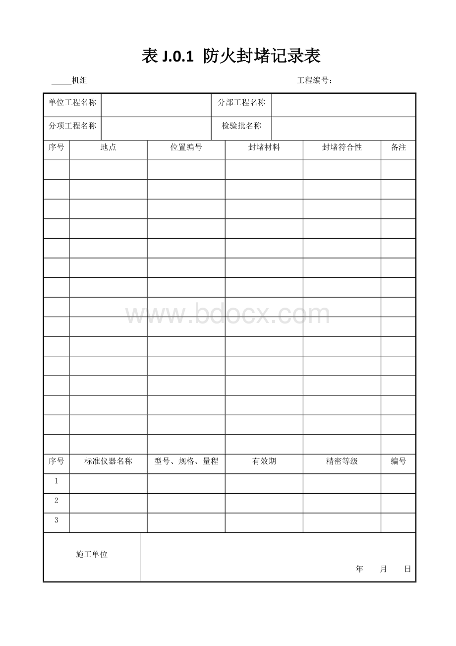 表J.0.1-防火封堵记录表Word格式.docx
