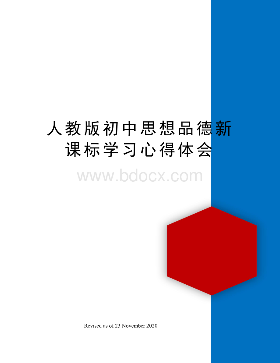 人教版初中思想品德新课标学习心得体会Word文件下载.docx