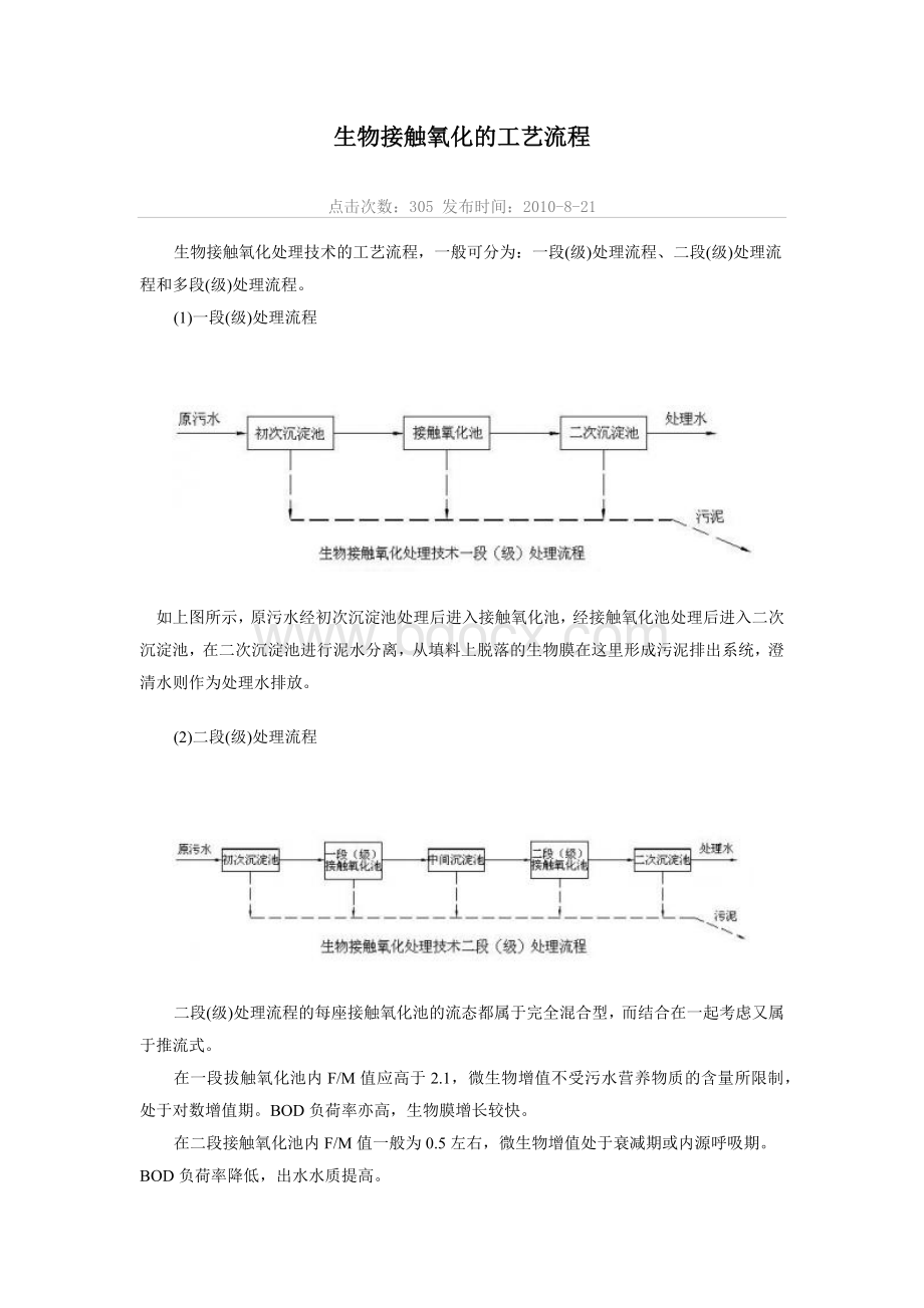 生物接触氧化法工艺流程.docx_第1页