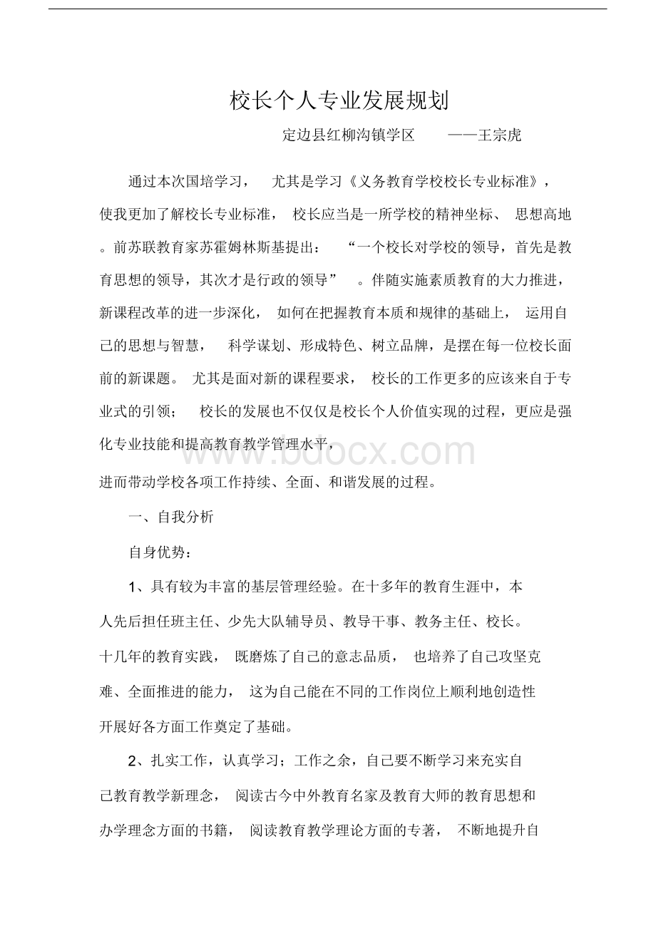 校长个人专业发展规划Word格式文档下载.docx