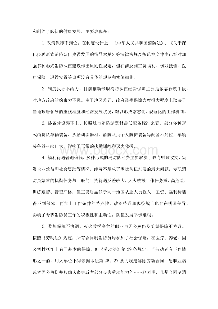 关于政府专职消防队伍建设经费保障的思考Word格式文档下载.docx_第2页