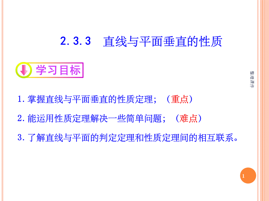 直线与平面垂直的性质.ppt