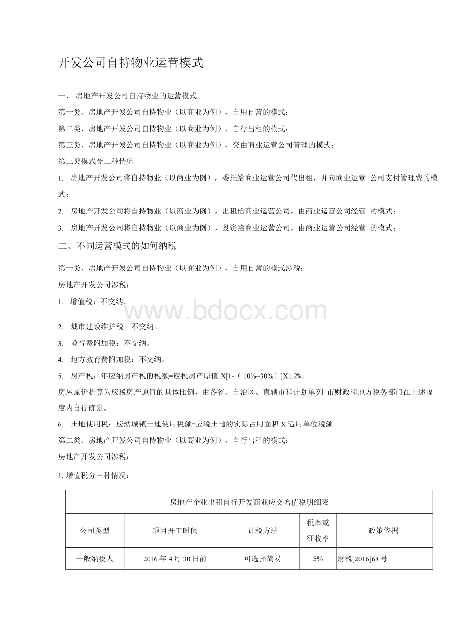 开发公司自持物业运营模式Word文档格式.docx