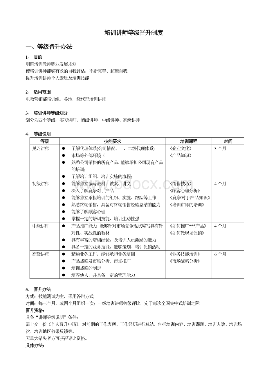 培训讲师等级晋升制度文档格式.doc