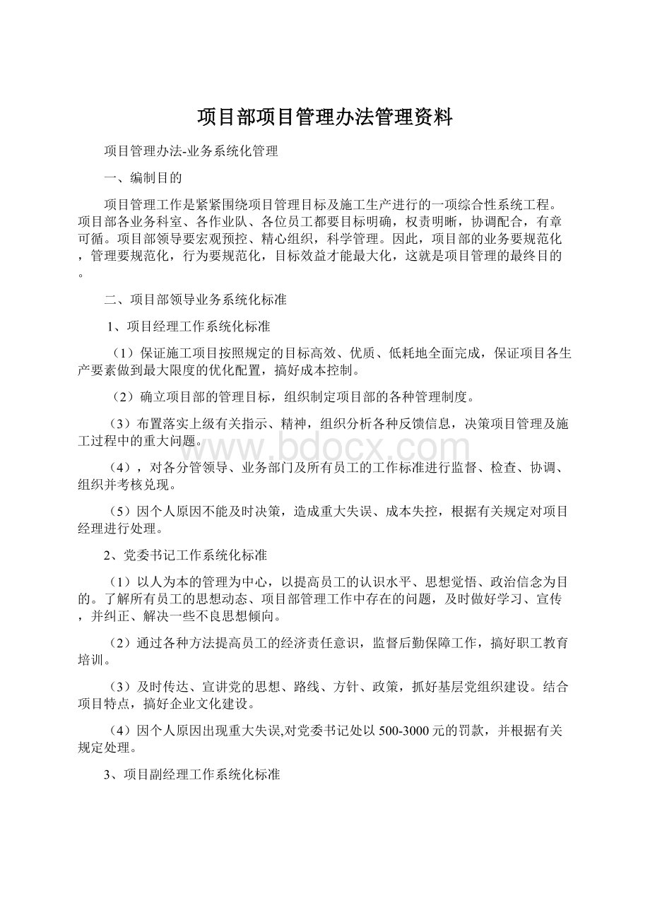 项目部项目管理办法管理资料.docx