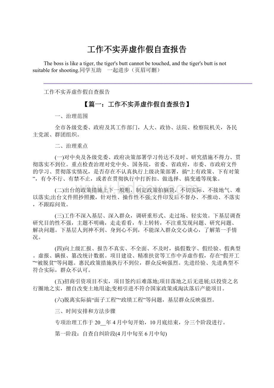 工作不实弄虚作假自查报告文档格式.docx_第1页