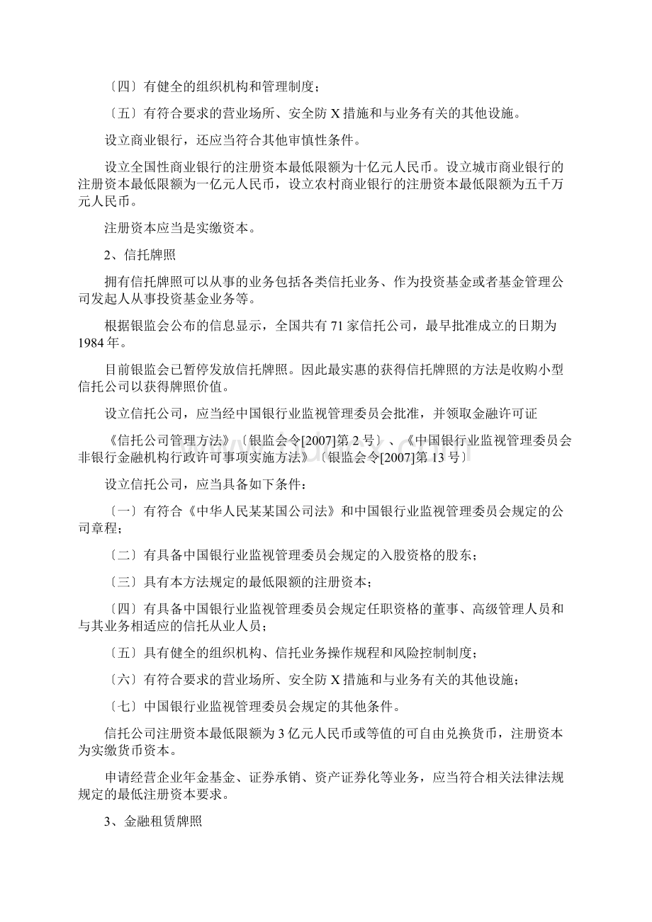 中国12类金融牌照大全及申请条件汇总情况Word文件下载.docx_第2页