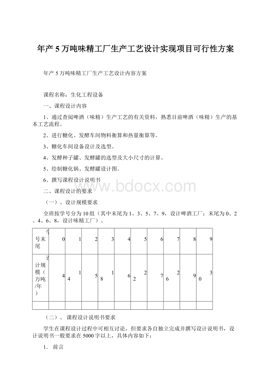 年产5万吨味精工厂生产工艺设计实现项目可行性方案.docx_第1页