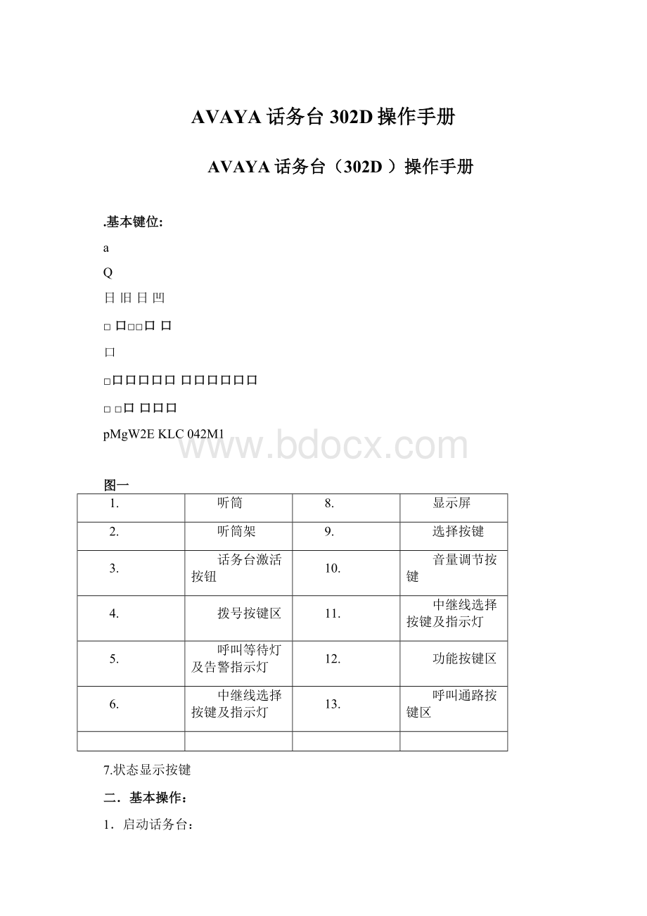 AVAYA话务台302D操作手册.docx