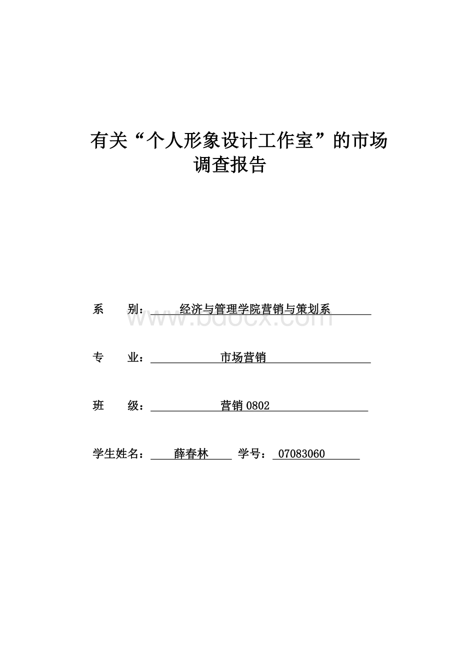 个人形象设计工作室的市场调查报告文档格式.doc