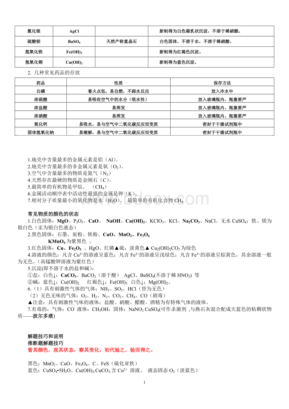 2016年初三化学复习重点知识点分类总结Word格式.doc_第2页