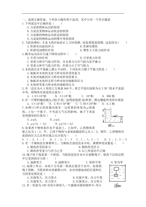 初二下册物理期末试卷(苏教版).doc