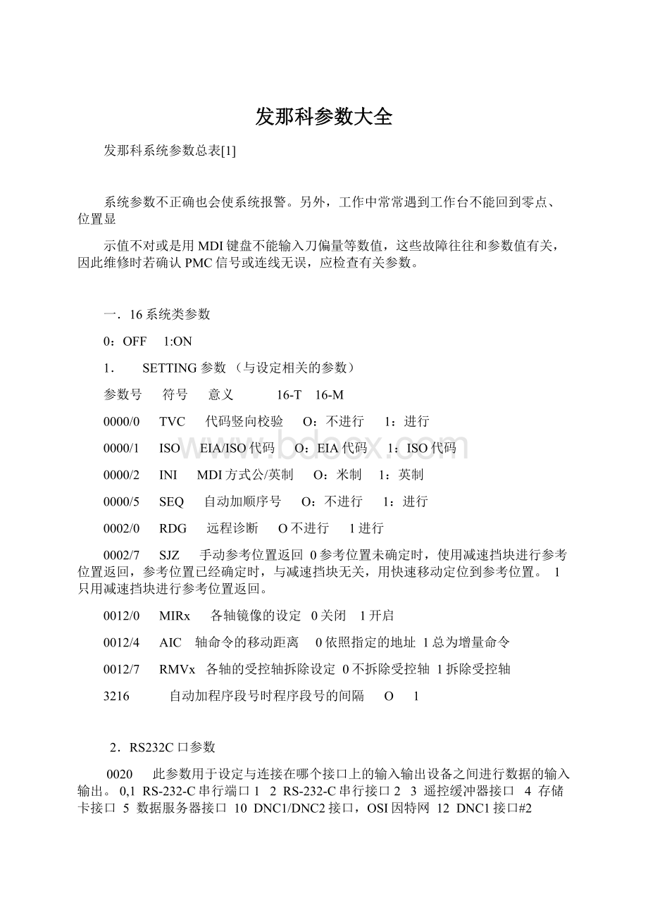 发那科参数大全Word文档下载推荐.docx