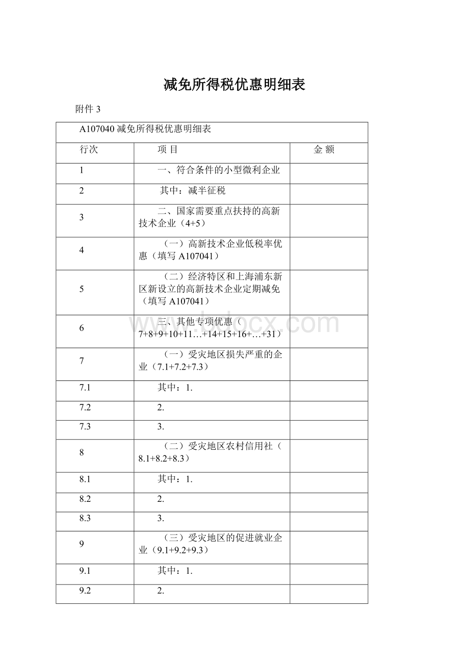 减免所得税优惠明细表Word下载.docx_第1页