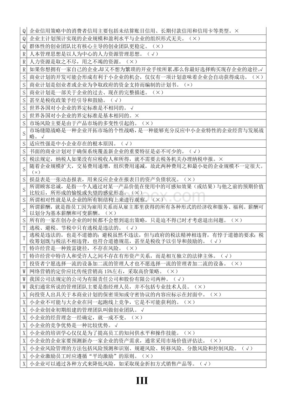 中央电大小企业管理判断题146道(2014年1月最新整理).doc_第3页