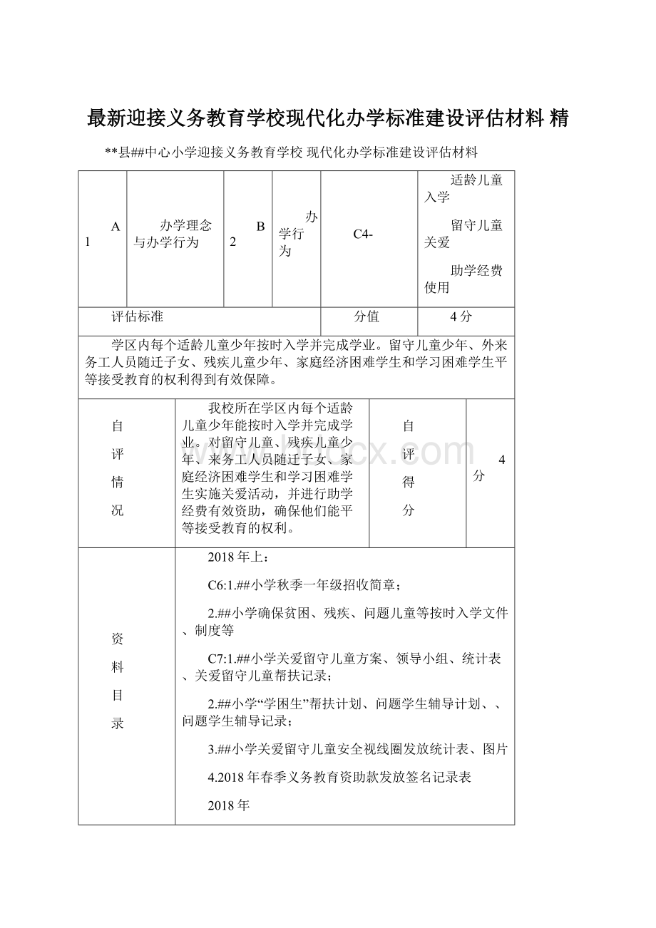 最新迎接义务教育学校现代化办学标准建设评估材料 精.docx