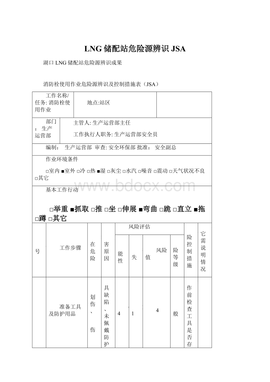 LNG储配站危险源辨识JSAWord下载.docx_第1页