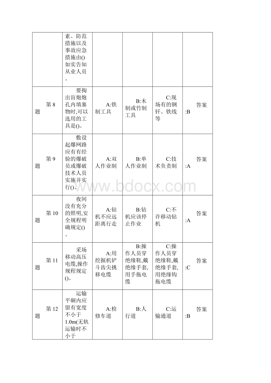 金属非金属矿山安全检查作业小型露天采石场测试试题.docx_第3页