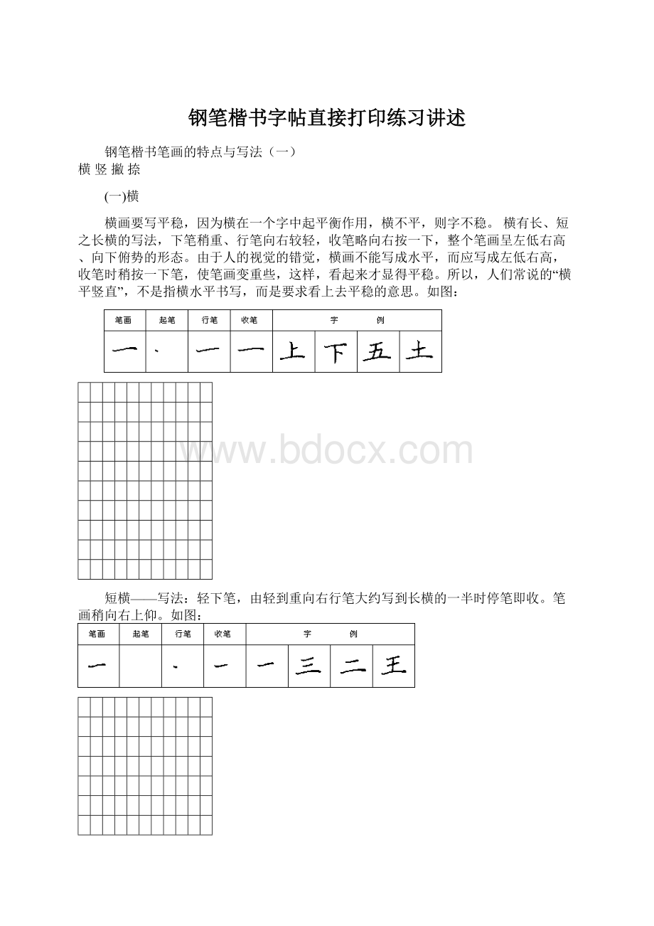 钢笔楷书字帖直接打印练习讲述Word格式.docx