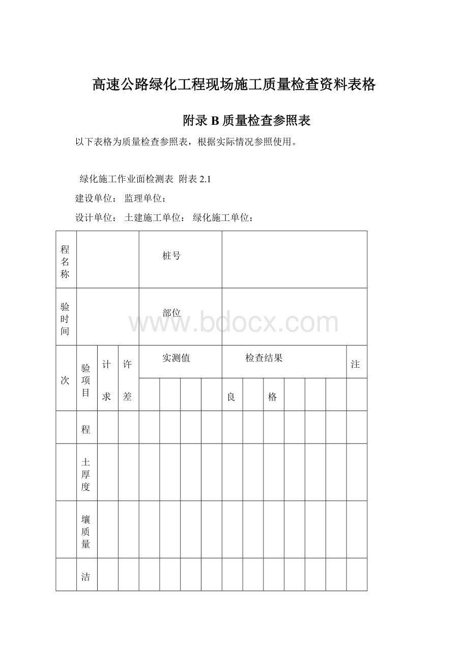 高速公路绿化工程现场施工质量检查资料表格.docx