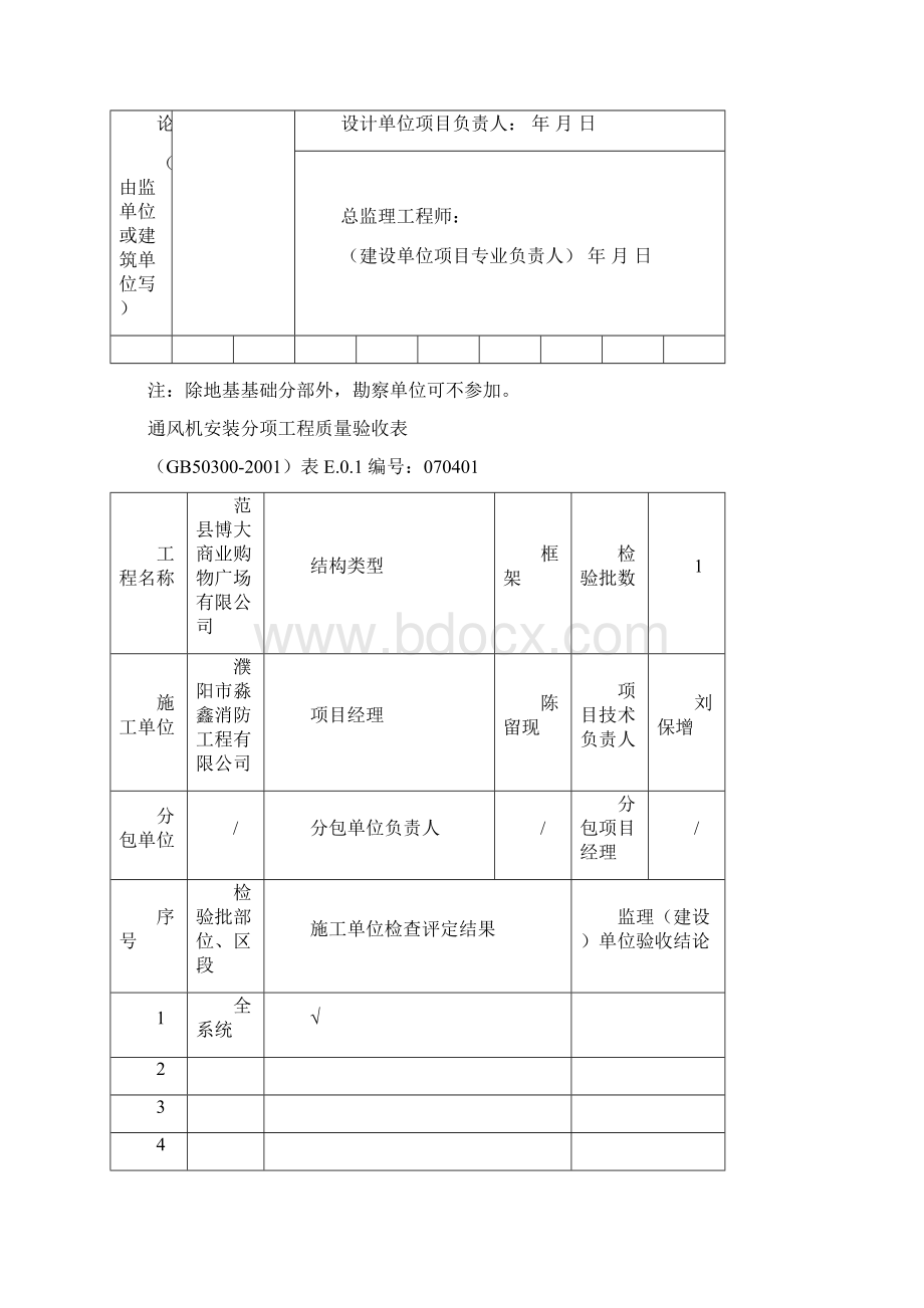 通风机安装检验批质量验收记录WordWord文件下载.docx_第2页