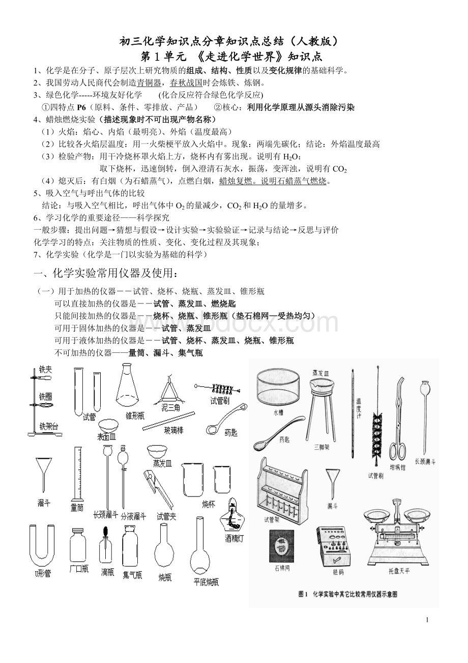 初中化学知识点复习总结(精华版)Word文档下载推荐.doc