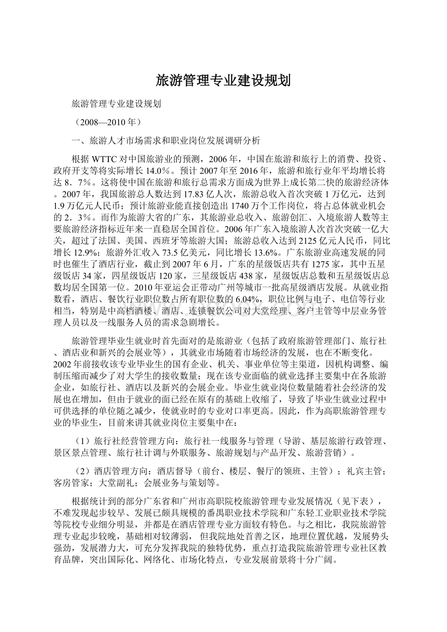 旅游管理专业建设规划.docx_第1页