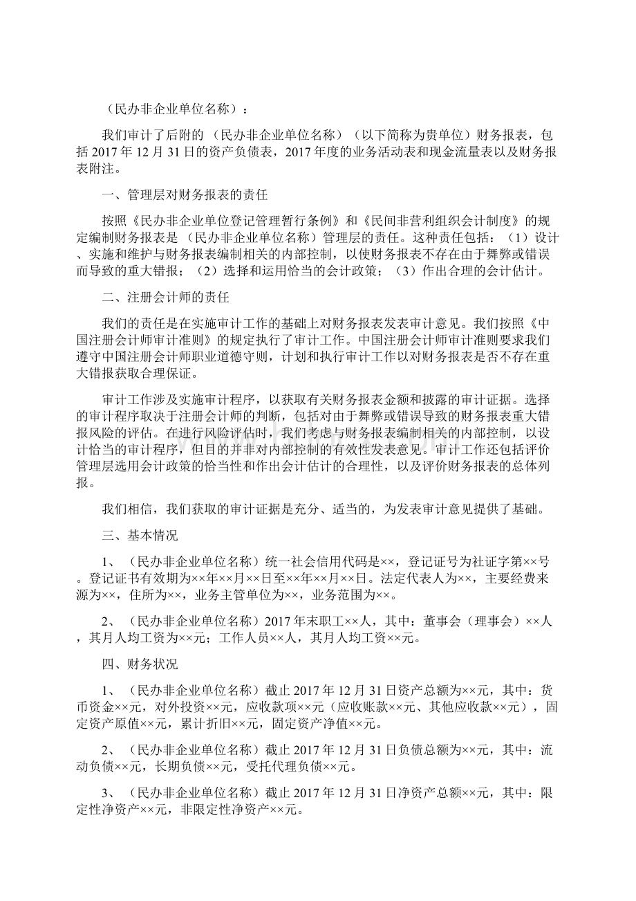 民办非企业单位审计报告模板.docx_第2页