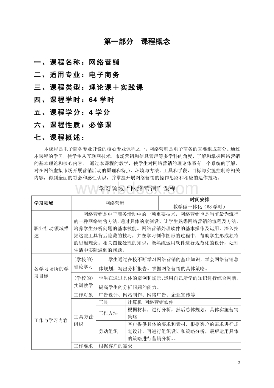 网络营销课程标准文档格式.doc_第3页