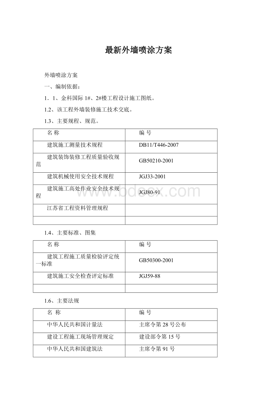 最新外墙喷涂方案Word文档下载推荐.docx