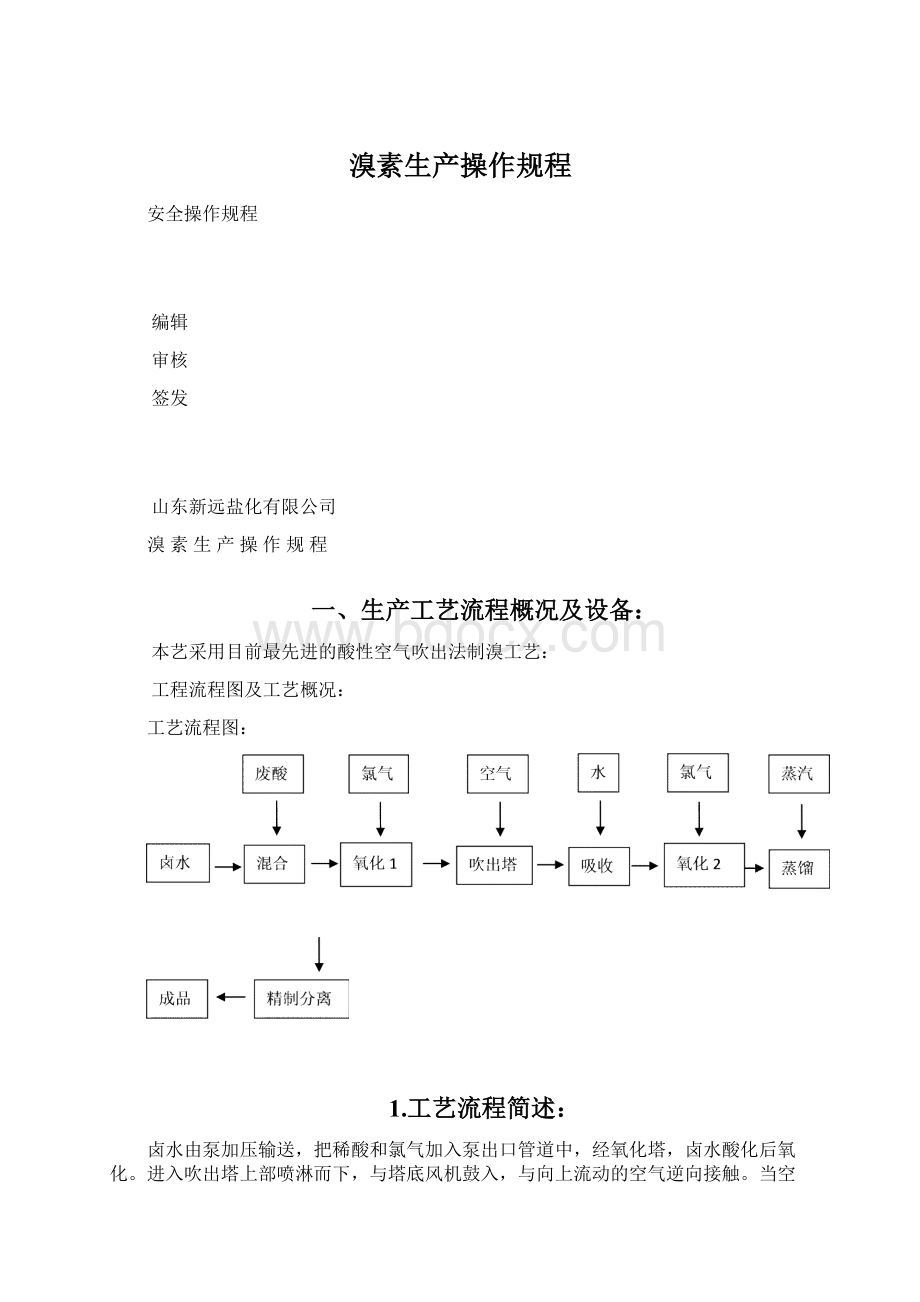 溴素生产操作规程Word文件下载.docx_第1页