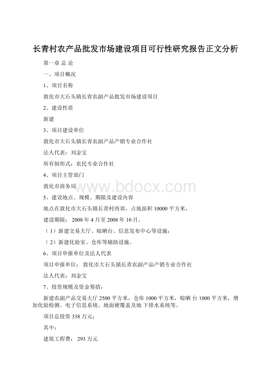 长青村农产品批发市场建设项目可行性研究报告正文分析.docx