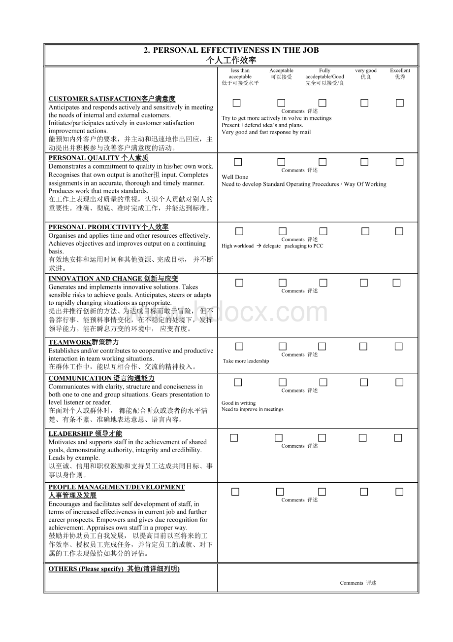 中英版绩效评估表Word文件下载.doc_第2页