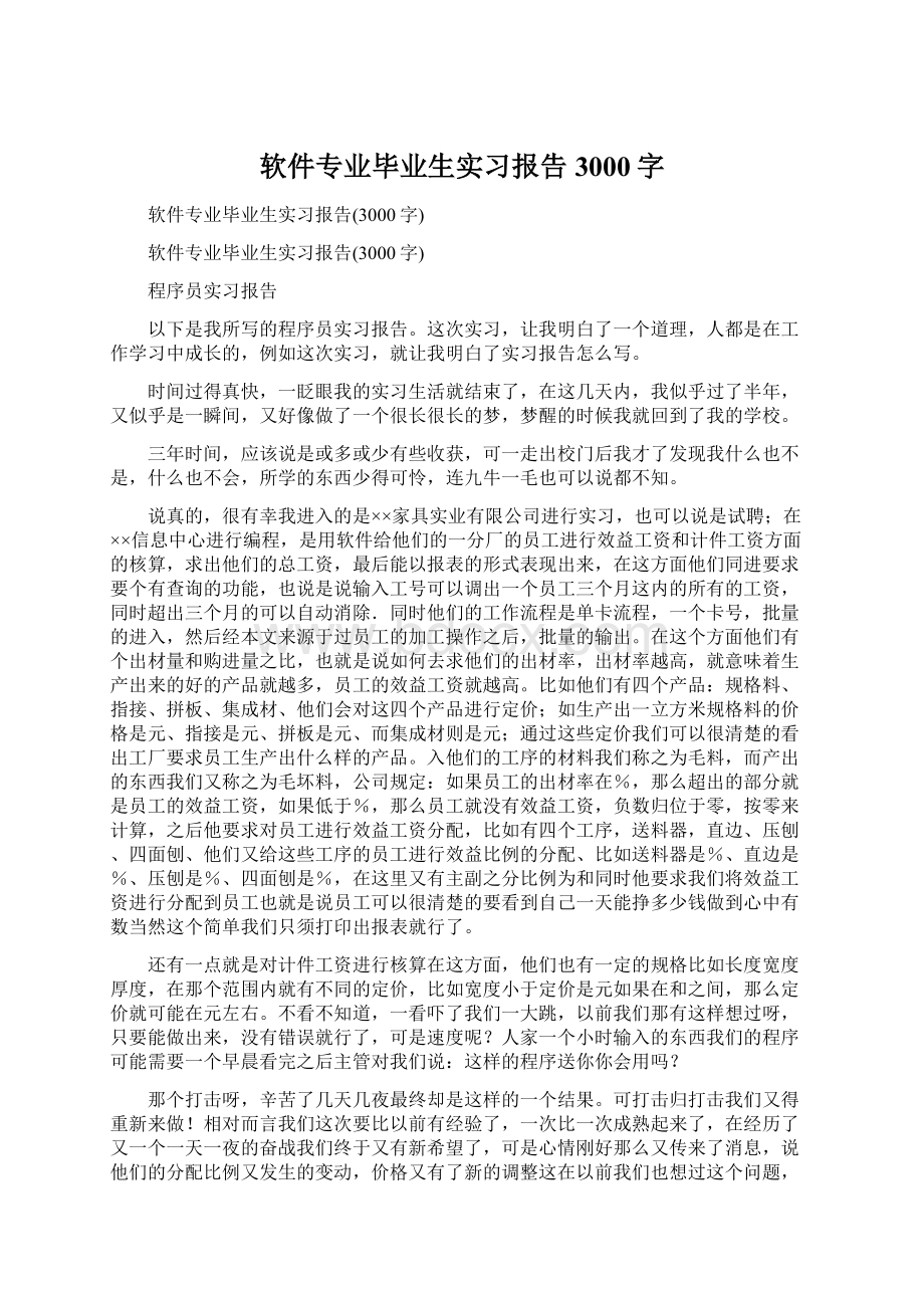 软件专业毕业生实习报告3000字.docx