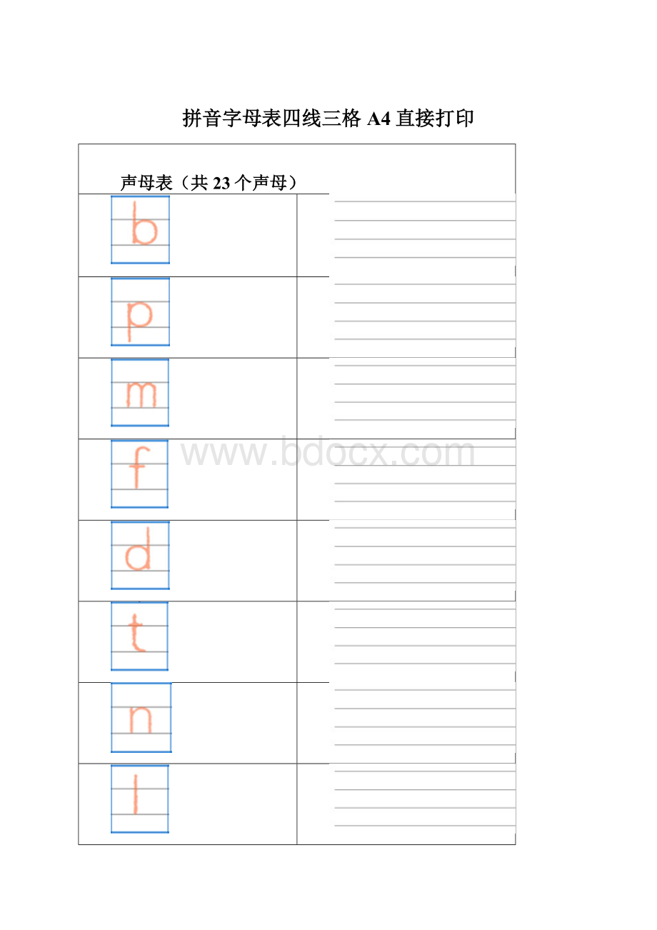 拼音字母表四线三格A4直接打印.docx_第1页