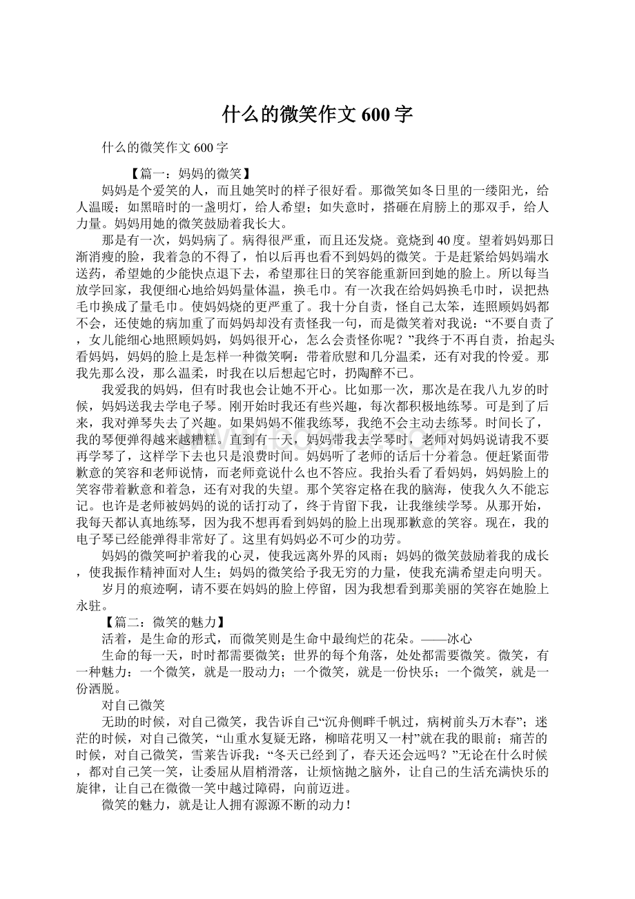 什么的微笑作文600字.docx