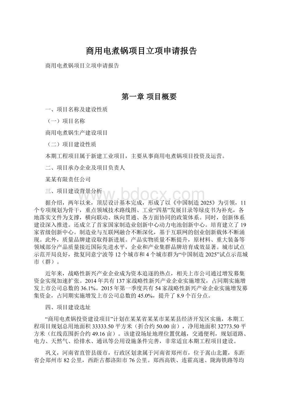 商用电煮锅项目立项申请报告.docx_第1页