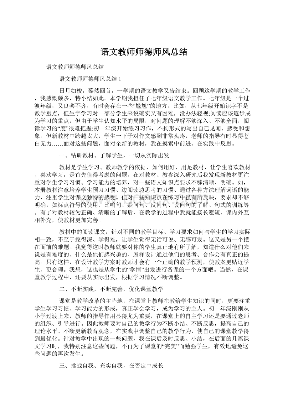 语文教师师德师风总结文档格式.docx